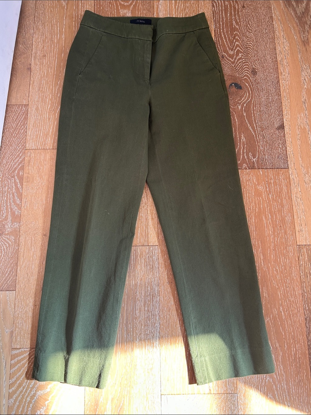 J. Crew Olive Straight-Leg Trousers